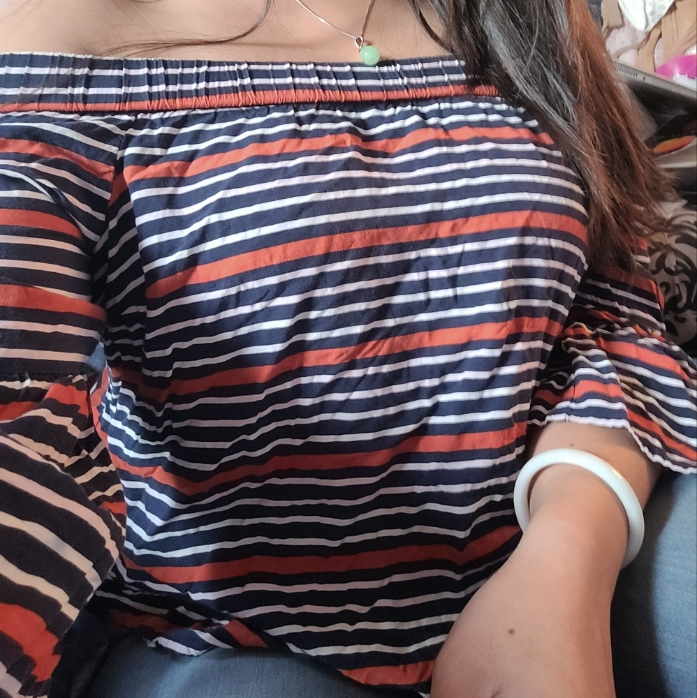 Carolina belle off shoulder striped top